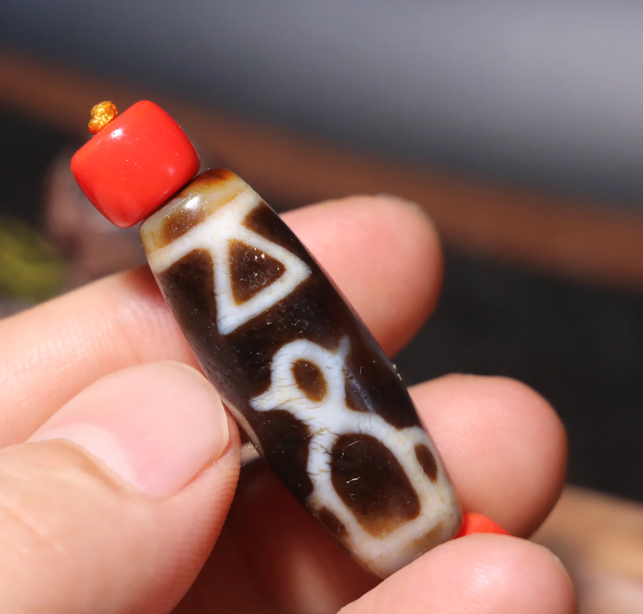 A Treasure Magic Energy Tibetan old Agate Happy Buddha Symbol dZi Bead Totem Fit For Making Bracelet Lkbrother UPD221211A12