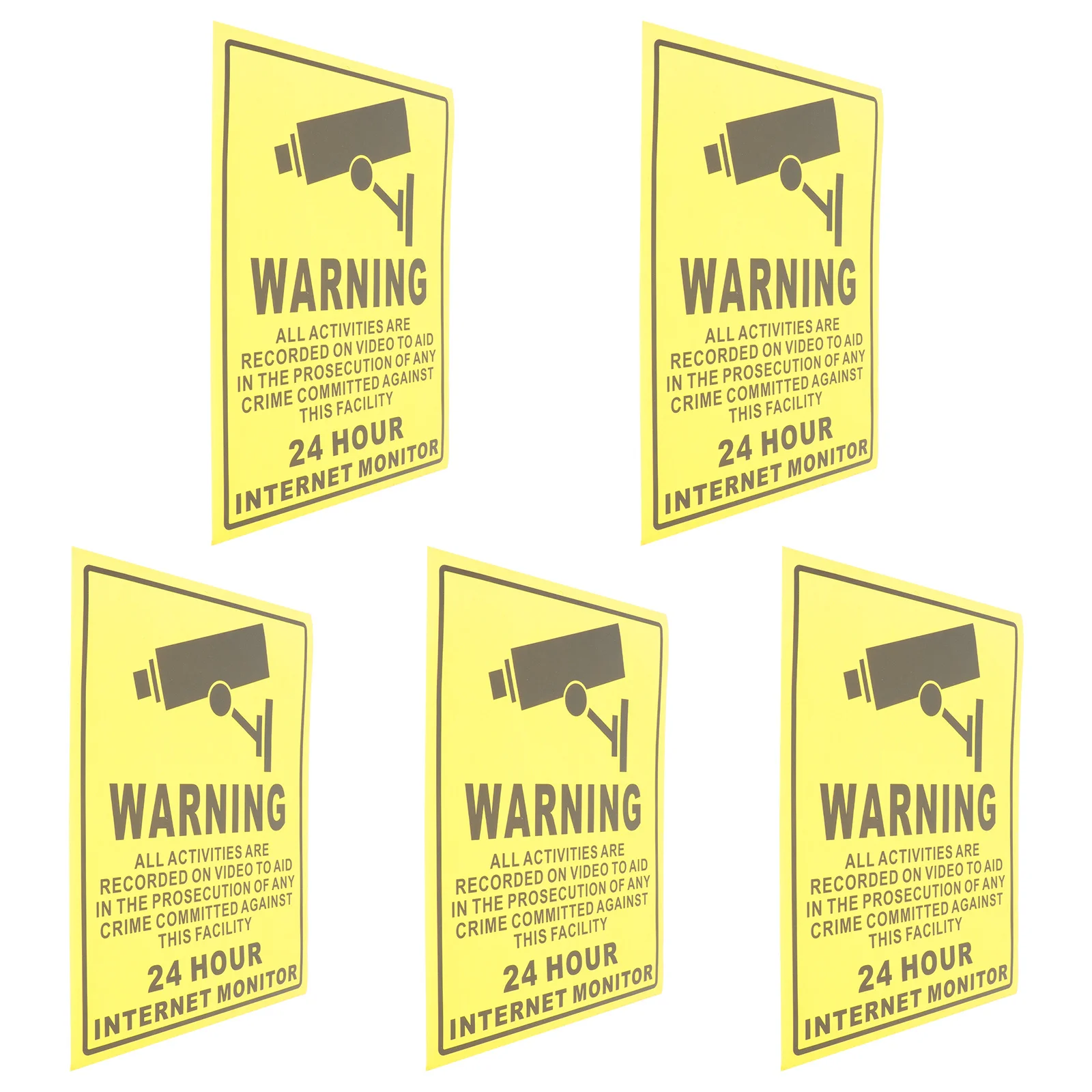 5Pcs Security Monitored Stickers Clear Visible Warning Decal for Shop Entrance Caravan 24H Video Surveillance Sign