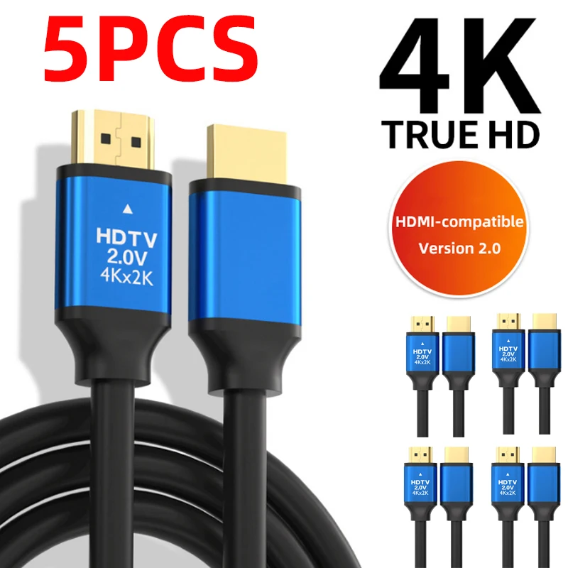 Cabo de Vídeo Compatível com HDMI para Orange Pi 5 Plus, Monitor Display, Cabo HDTV de Alta Qualidade, Raspberry Pi 3B +, 1.5M, 4K, V2.0, 5 PCs