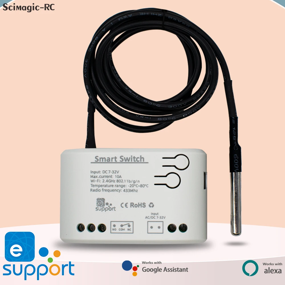 Ewelink APP WIFI Smart Temperature Control Switch 1CH Relay Module Waterproof Temperature Sensor Work With Alexa Google Home