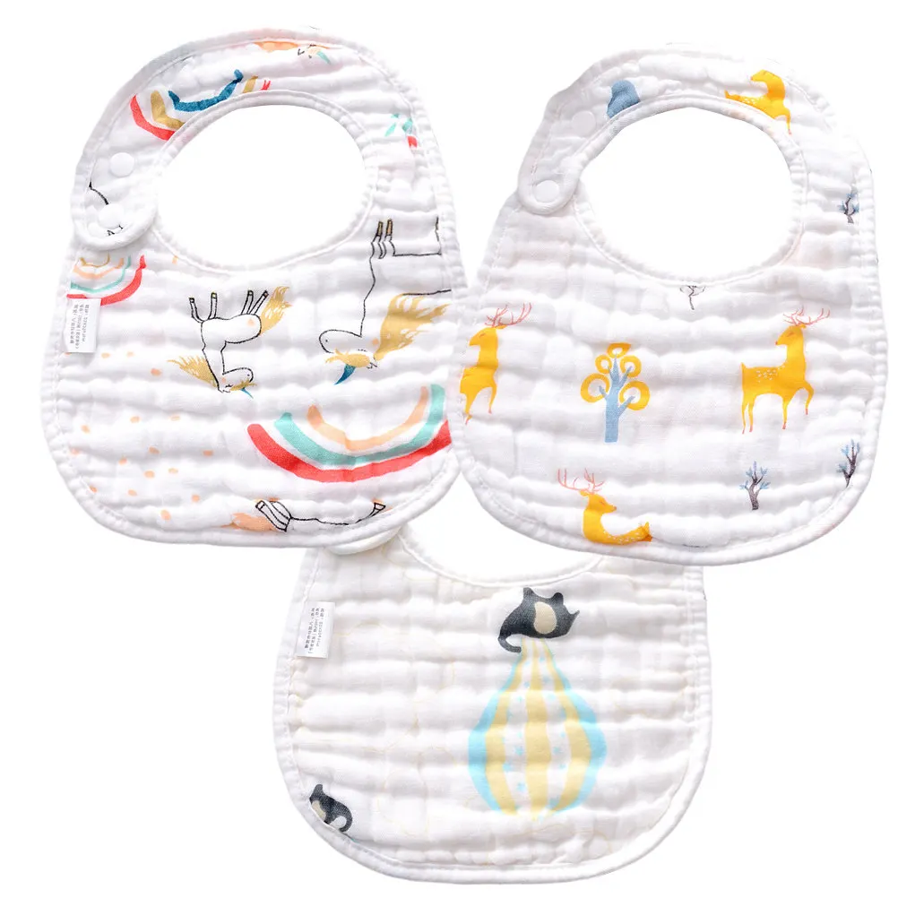 

Baby Saliva Infant Infant Bib Bibs Toddler Feeding Quick drying Cotton Snap Button Animal Pattern Premium Soft