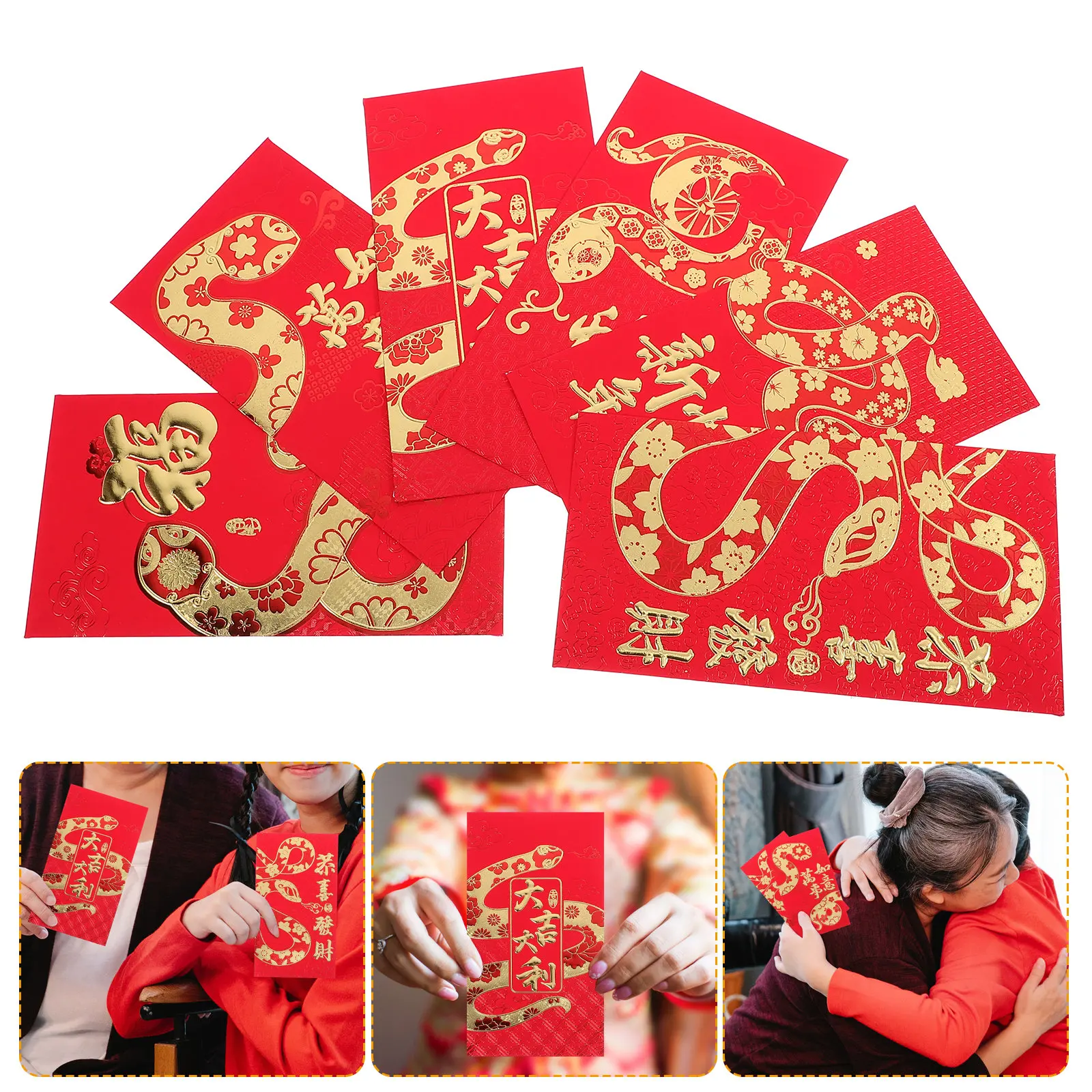 24pc Chinese Traditional Red Envelopes Lucky Money Envelopes For 2025 Snake Lunar New Year Decorative Spring Festival Red Packet