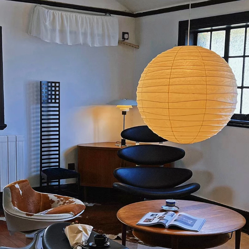 Noguchi Rice Paper Pendant Light for Home Decor Minimalist Japanese Paper Hanging Lamps for Living Room Home Decor Hanging Light