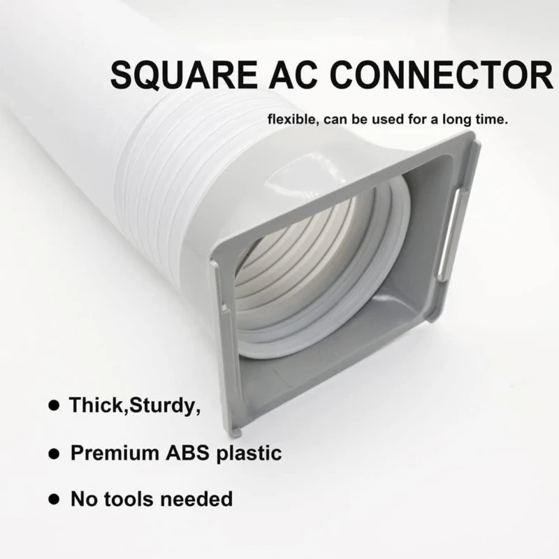 Air Conditioner Exhaust Hose Adapter, Square Outlet to Round Hose Coupler, Plastic Hose Collar for 5.9 Inch Replacement X37F