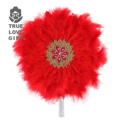 Wedding bride bridesmaid hand holding fan craft color big round feather fan wedding wedding supplies