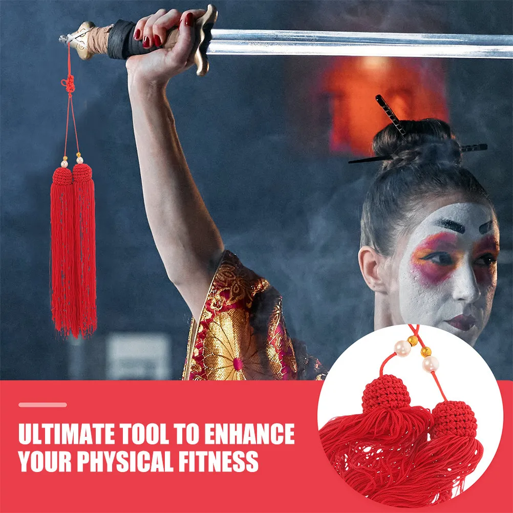 Tai Chi Sword Tassels 2 Pack Bright Red Hanging Decor for Martial Arts Training Competition DIY
