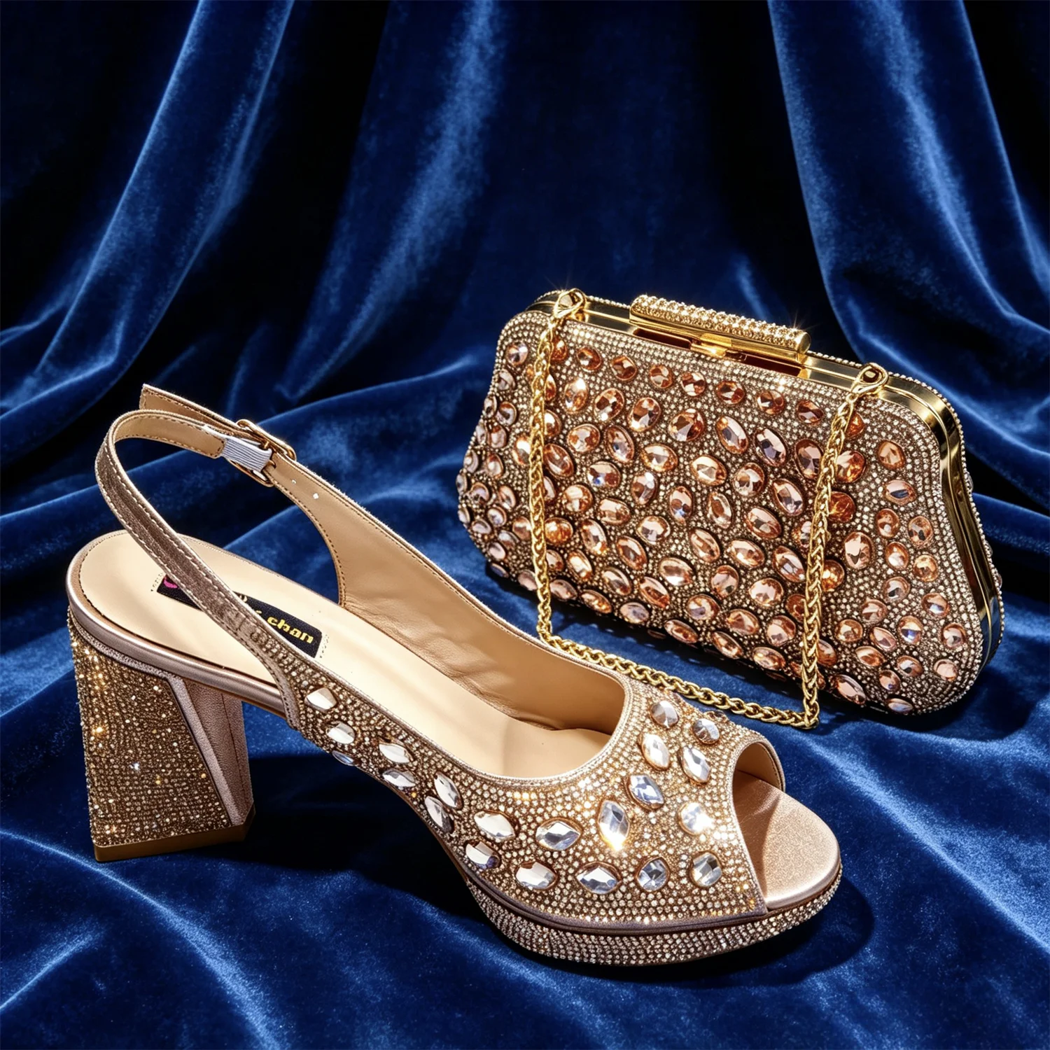 Women Bags 2026 - Elegante 2026 Champagner Peeptoe-Absätze mit Diamant-Akzenten