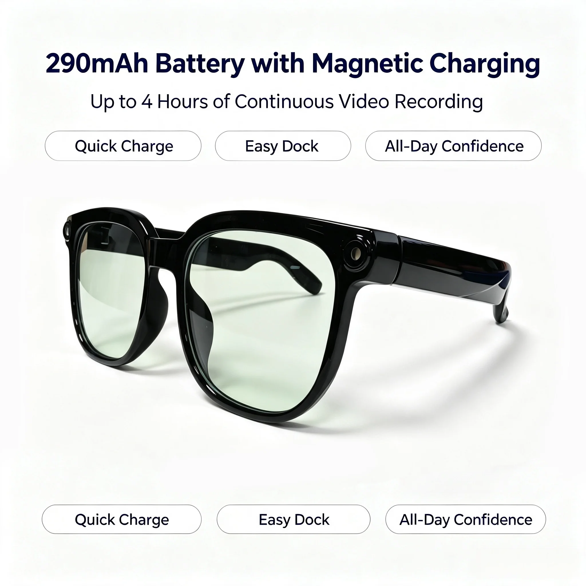 Multifunctional Smart Camera Glasses, HD 8MP Video & Audio Recording, Bluetooth‑Enabled Photo‑Sensitive Color‑Changing Lenses, Real‑Time Translation, Object Identification, Voice Assistant for Hands‑Free Calls and Music