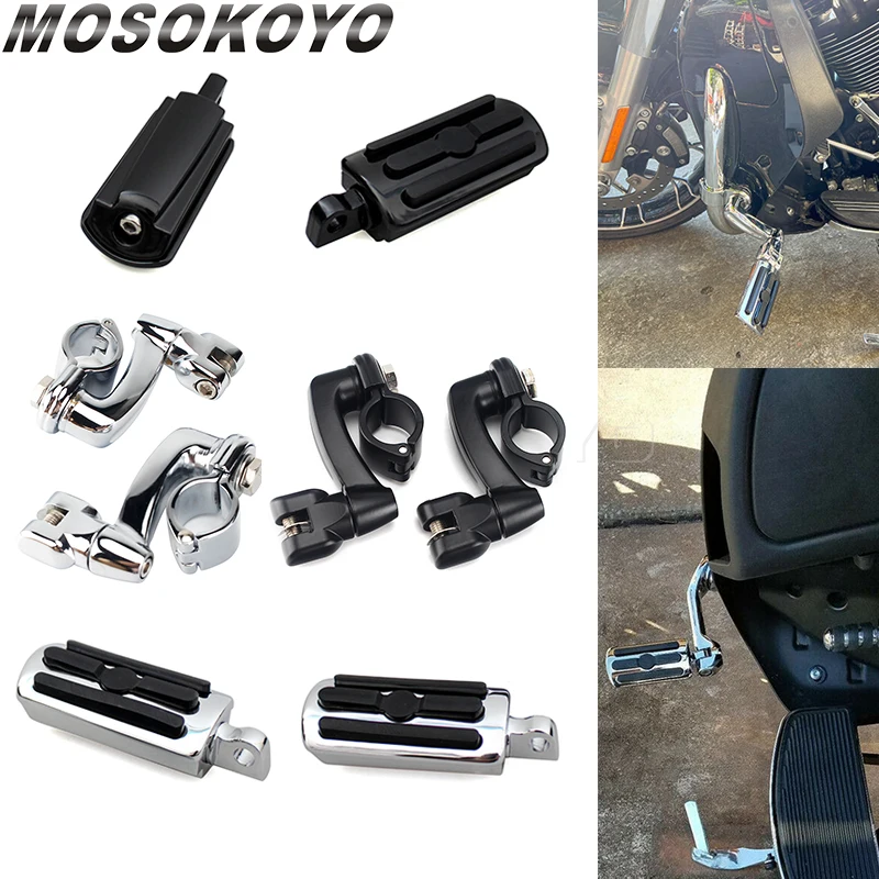 Abrazaderas de protección de motor de 32MM y 1,25 ", clavijas de pie largas para Harley Dyna Honda GoldWing 1800 GL1800 GL 1800 VT750 Shadow Aero 750