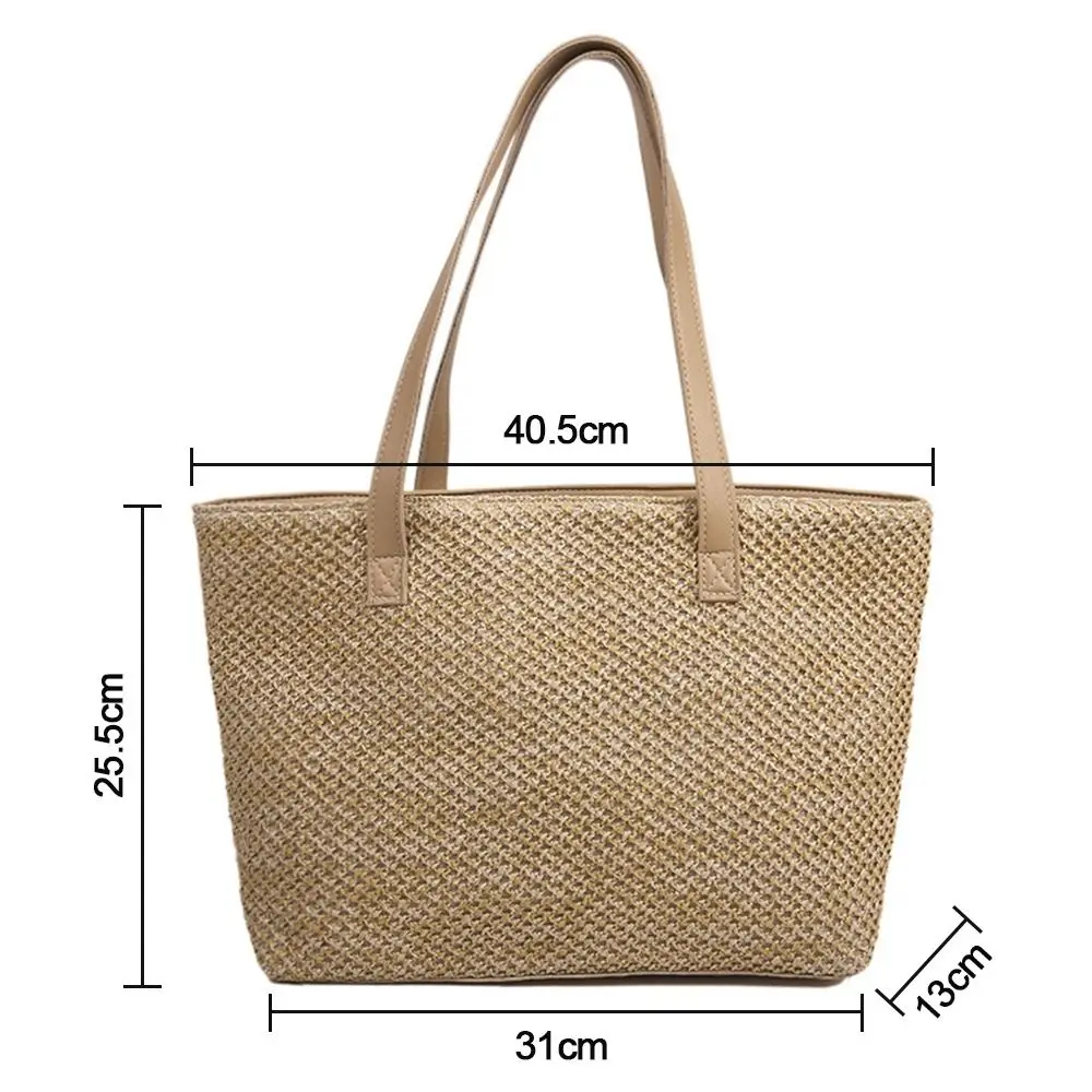 Summer Large Capacity Woven Casual Tote Bag Shopping Bag Straw Handbag Beach Straw Bag