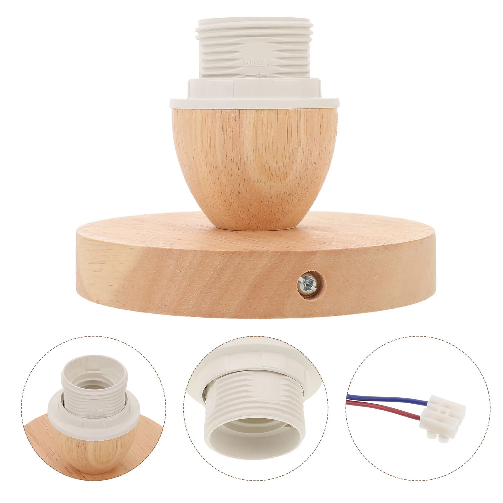 

1Set Wooden Light Base E27 Screw Ceiling Lamp Socket Vintage Bulb Holder Replacement for Kitchen Garage Hallway