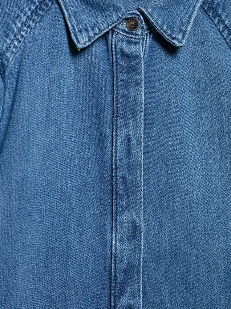 2025 Spring Summer Casual Women's Denim Blouse V-Neck Single Breasted Loose Blouse New Fashion Shirts