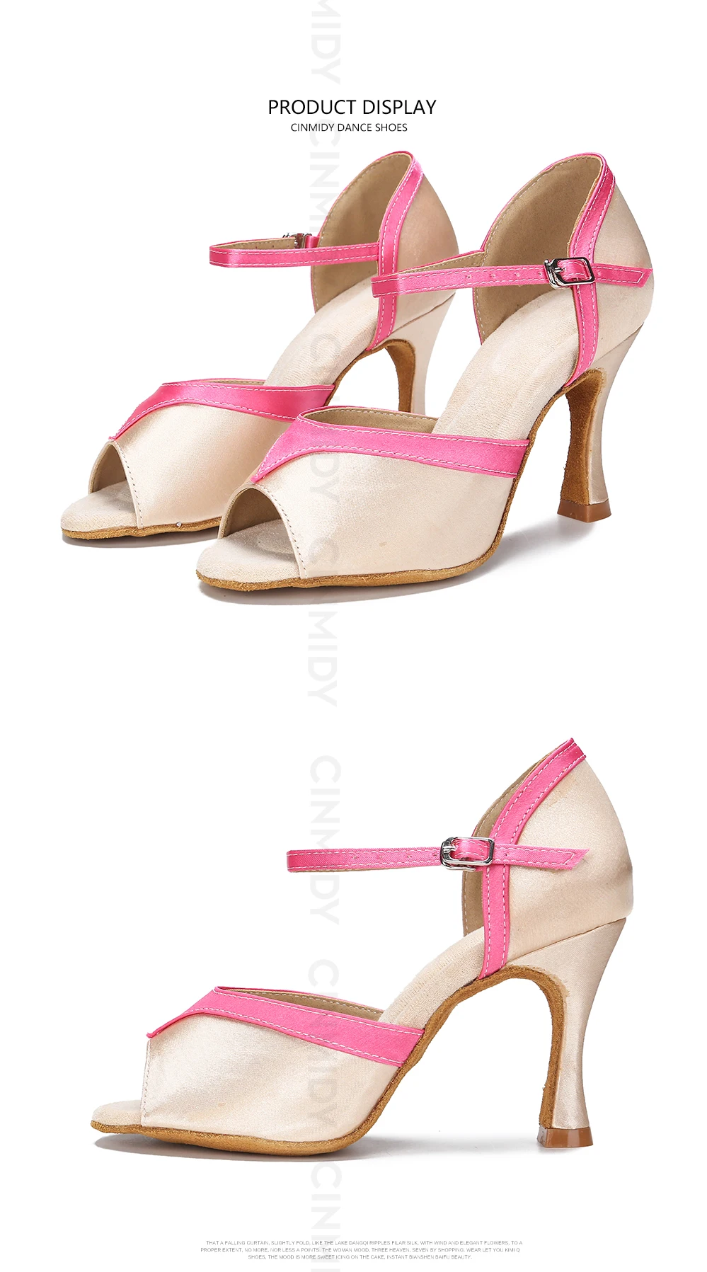 CINMIDY Seiden-Satin Tanzschuhe Damen Ballsaal Tanzschuhe Tango Salsa Latein Tanzschuh Weiche Sohle Party Schuhe Damen Tanzsandalen – Detail 14