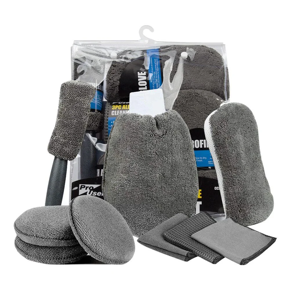 9 stücke Auto Waschen Reinigung Set Mikrofaser Handtücher Erröten Schwamm Waschen Handschuh Polnischen Pflege Applikator Pads Auto Detaillierung Waschen Werkzeuge