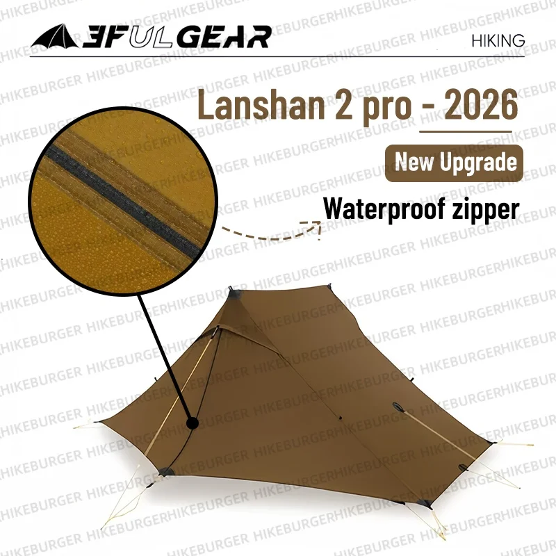 

3F UL GEAR Lanshan 2pro 2026 Silpoly/Silnylon Tent Outdoor Camping T-Zipper Door Ultralight 2P Tent Hiking Waterproof Windproof