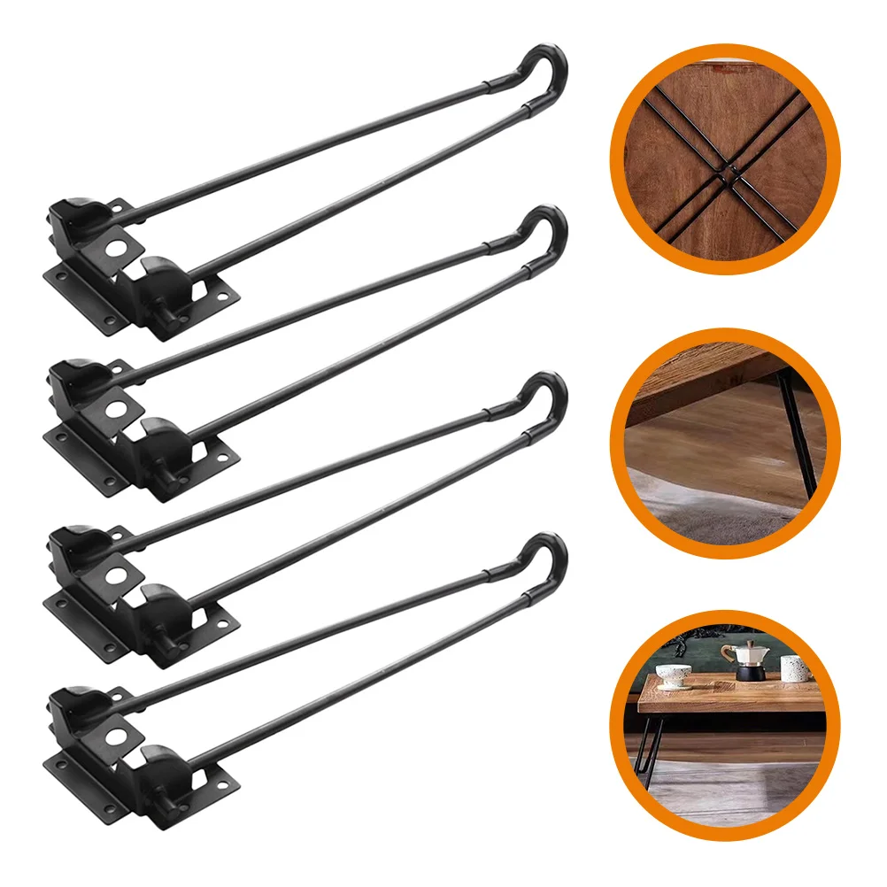 4 Pc Foldable Table Desk Legs Folding Metal Bracket 205X10CM Kitchen Black for Coffee