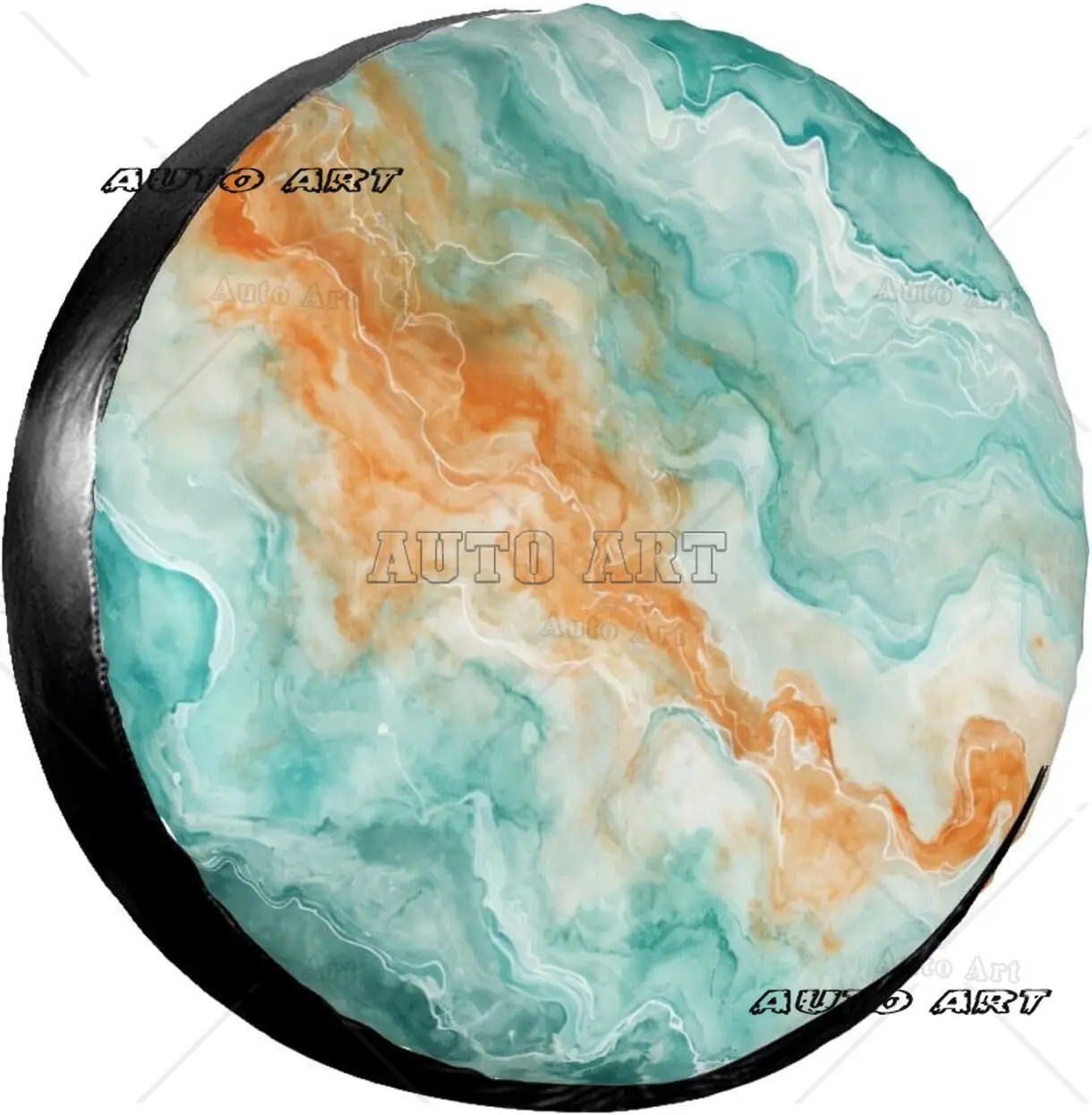 

Бирюзово-оранжевый мраморный чехол для запасного колеса для прицепа, кемпера, милый чехол на колесо, универсальный, подходит для грузовика, путешествий, кемпинга