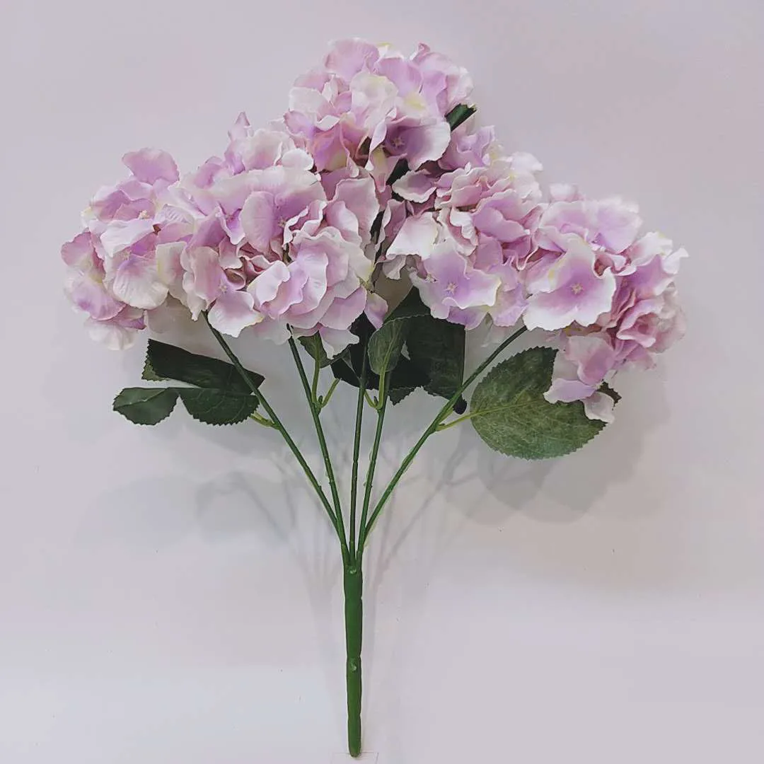 Ramo de hortensia Artificial para Decoración de mesa de té, flores falsas de seda, decoración de balcón, flor de simulación, Hortensia Rosa irlandés de 5 cabezas