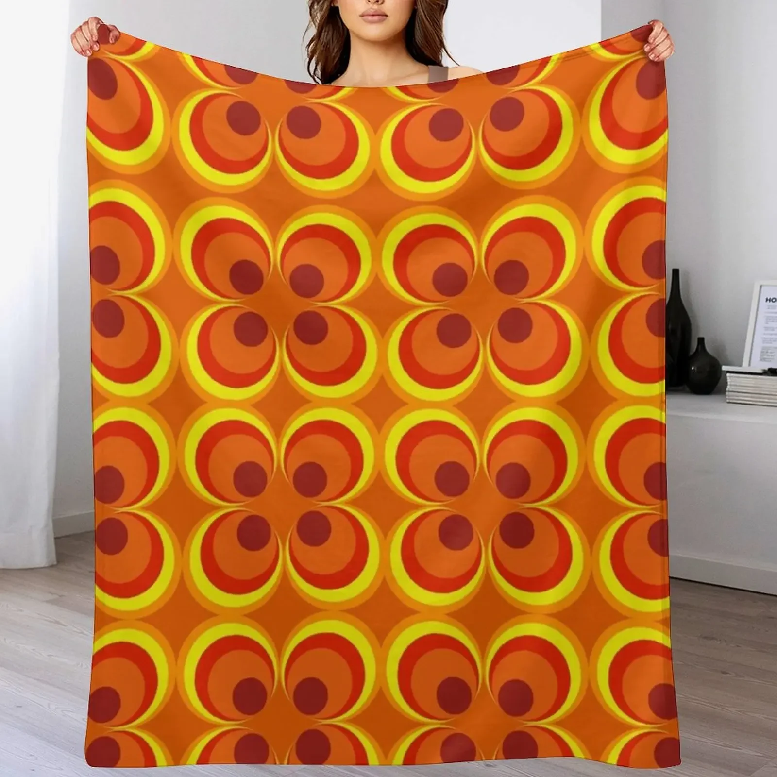 

1970s burnt orange retro design Throw Blanket Furry Tourist Bed Fashionable Single Blankets