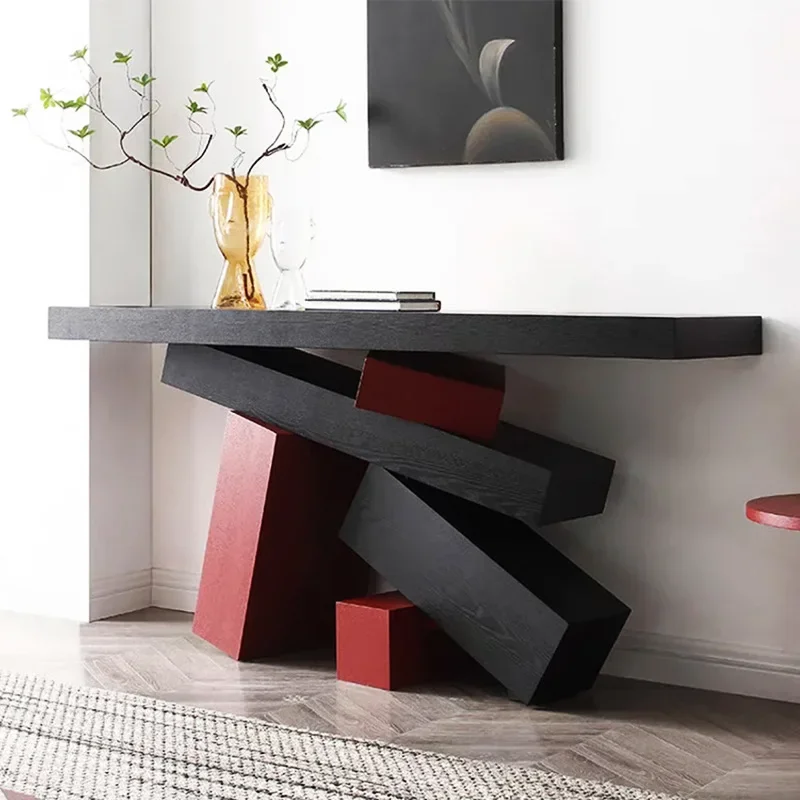 Italian color matching Entrance table Light luxury high-end feeling Entrance door Against the wall End view table Creative desig