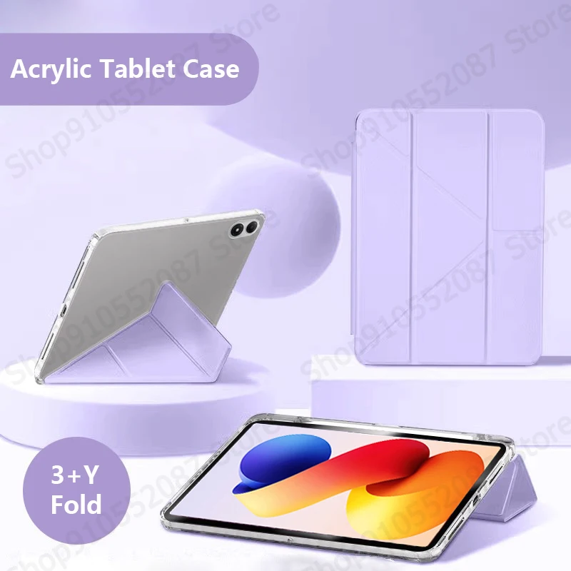 For Redmi Pad 2 Pro Case with Pen Holder Smart Folio PU Leather Acrylic Hard Back Stand Cover For Redmi Pad 2 Pro 12.1 inch Case
