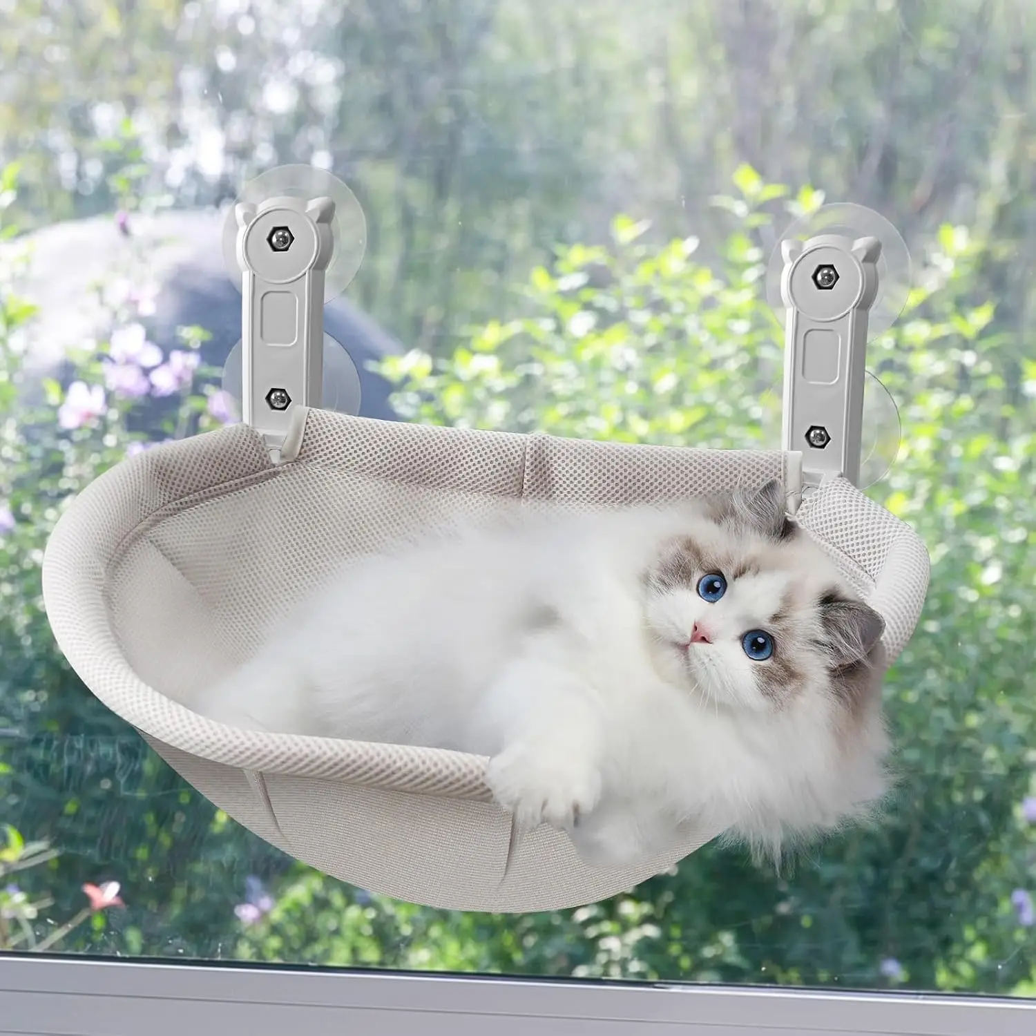 

Складная подставка-гамак для кошек на окно, 18 x 12 дюймов, с прочным металлическим каркасом, дышащая оконная лежанка для кошек