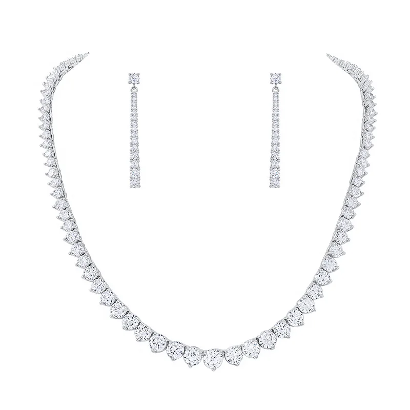 WEIMANJINGDIAN Brand New Arrival Elegant Cubic Zirconia Bridal Necklace and Drop Earring Set for Wedding or Party Jewelry Gifts