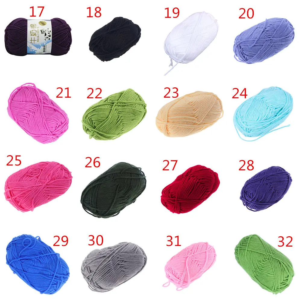 50G Milk Cotton Yarn Premium Soft Warm Feel Cotton Yarn for Knitting Crochet Needle Felting Wet Felting Weaving Sweaters Hats