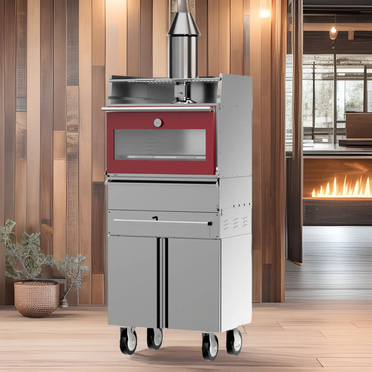 Commercial, fruit charcoal steak, oven, oven, 2-in-1