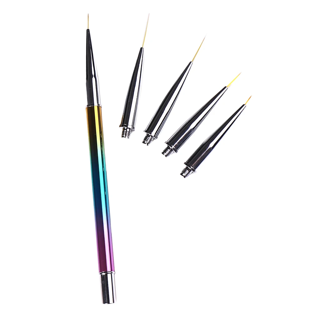 

5 Sizes Nail Art Pen Set Replaceable Heads for Drawing Patterns Decoration Professional Manicure Tools Thin Brushes Liner Pens