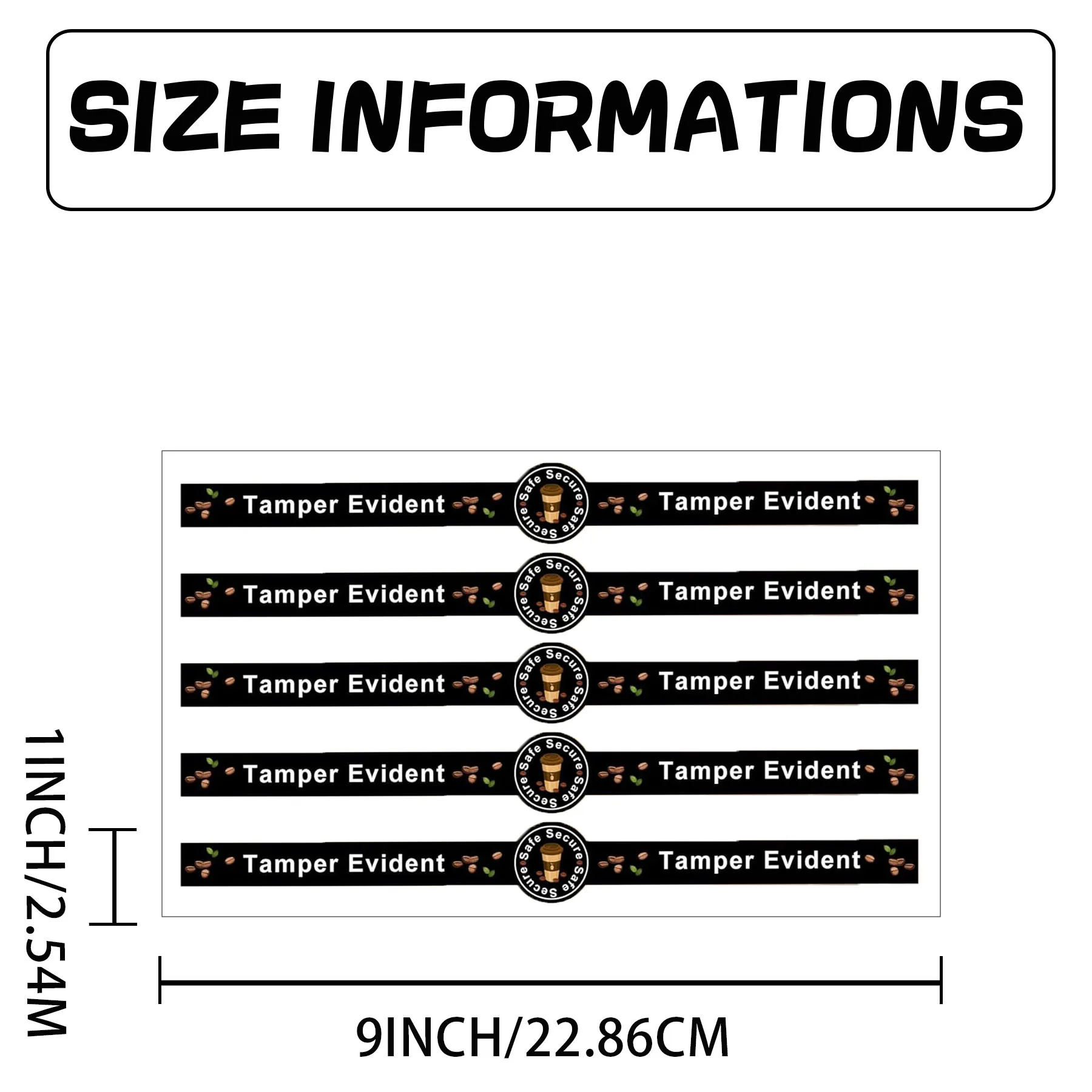 Coffee Safe Secure Tamper Evident Seals Stickers 1x9 inch Coffee Drink Safety Secure Tamper Evident Food Seals Labels 250pcs
