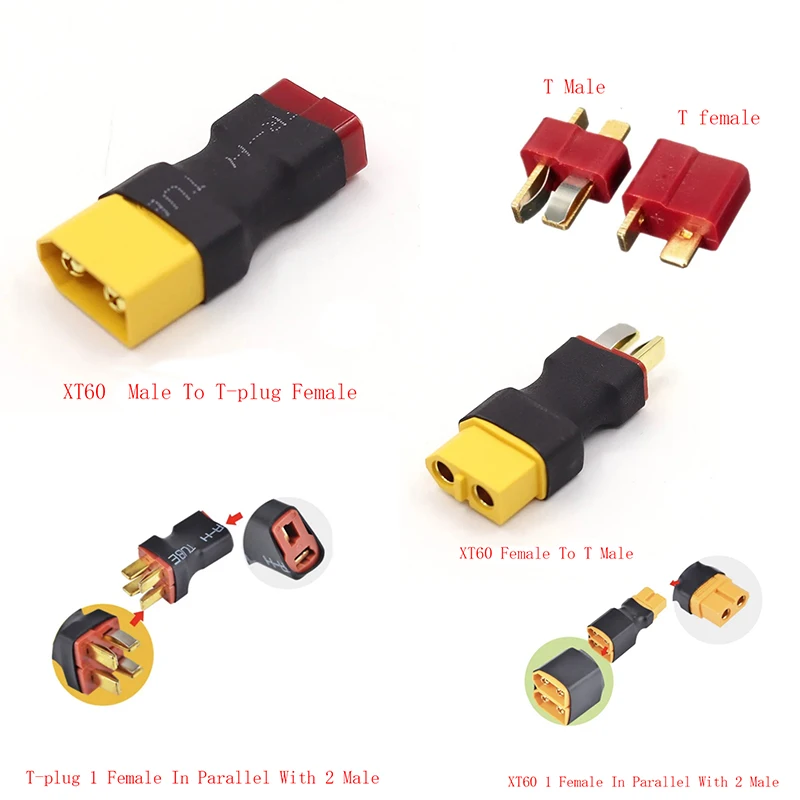 

1 шт. переходник XT60 на T — разъем «папа»/гнездо» для радиоуправляемого вертолета, квадрокоптера, LiPo батареи — детали адаптера питания RC