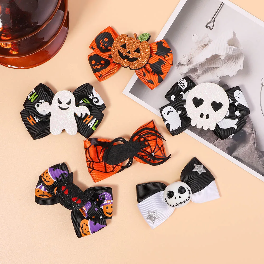 10 Pcs/Set Girl Cute Halloween Hair Clips for Kid Spider Pumpkin Hairpin Party Gift Barrettes Baby Hair Accessories Wholesale