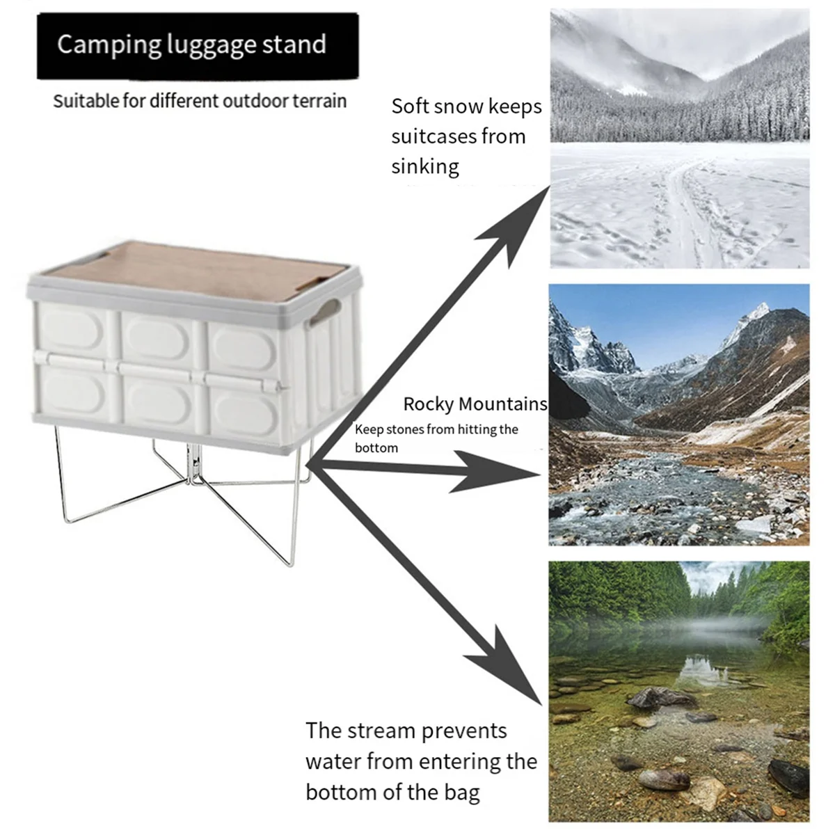 

AC22 Camping Box Folding Stand Camping Table Shelf Cooler Stand Outdoor Accessories Portable Storage Fold Rack for Picnic,A