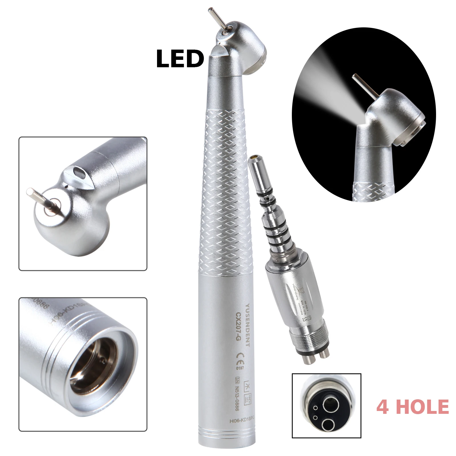 COXO Dental 45 Degree Fiber Optic Handpiece fit KAVO LED Quick Coupler 4 Hole