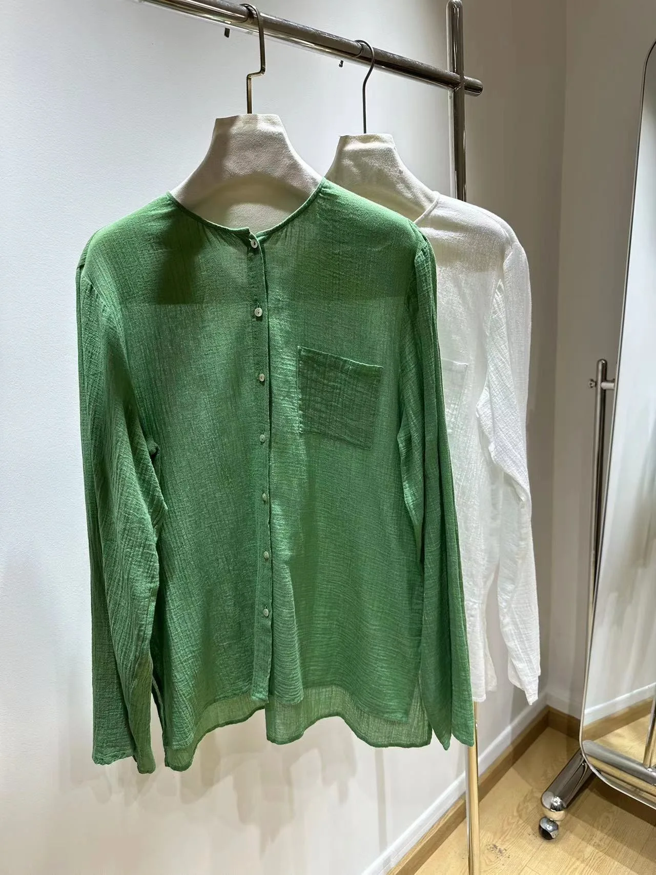 Camicia da donna semplice camicetta estiva monopetto in cotone monopetto con una tasca