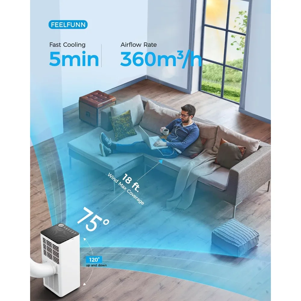10000 BTU Portable Air Conditioner - Cools 450 Sq.Ft Quickly, 3-in-1 AC Unit with Remote, 24H Timer,Quiet Operation & Window Kit
