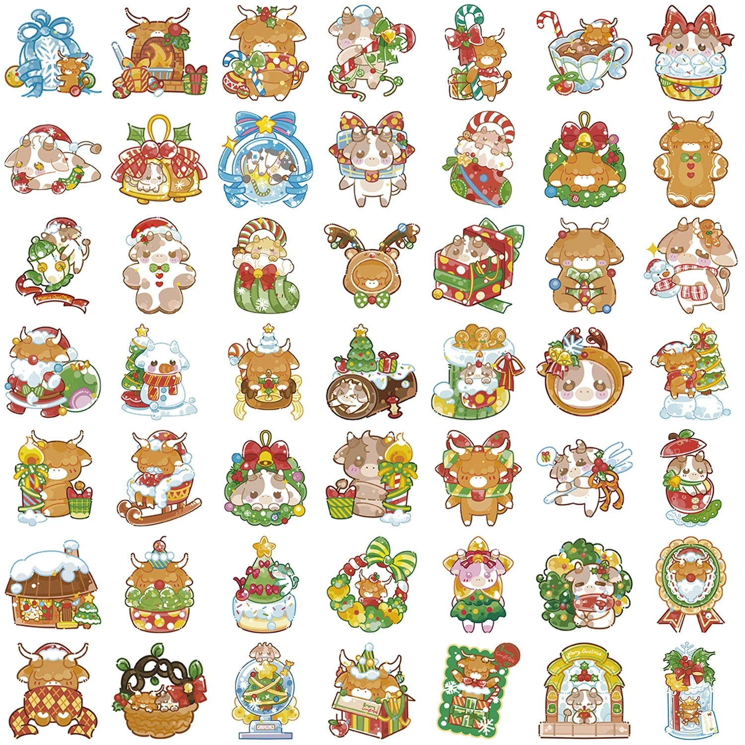 100PCS Cartoon Christmas Ghost Graffiti Stickers Guitar Notebook Luggage DIY Waterproof Stationery Stickers