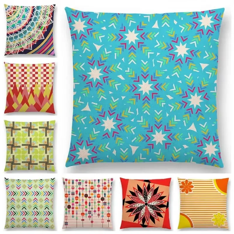 Newest Floral Sofa Pillow Case Geometric Landscape Tropical Joy Mandala Flowers Squares Arrow Cushion Cover