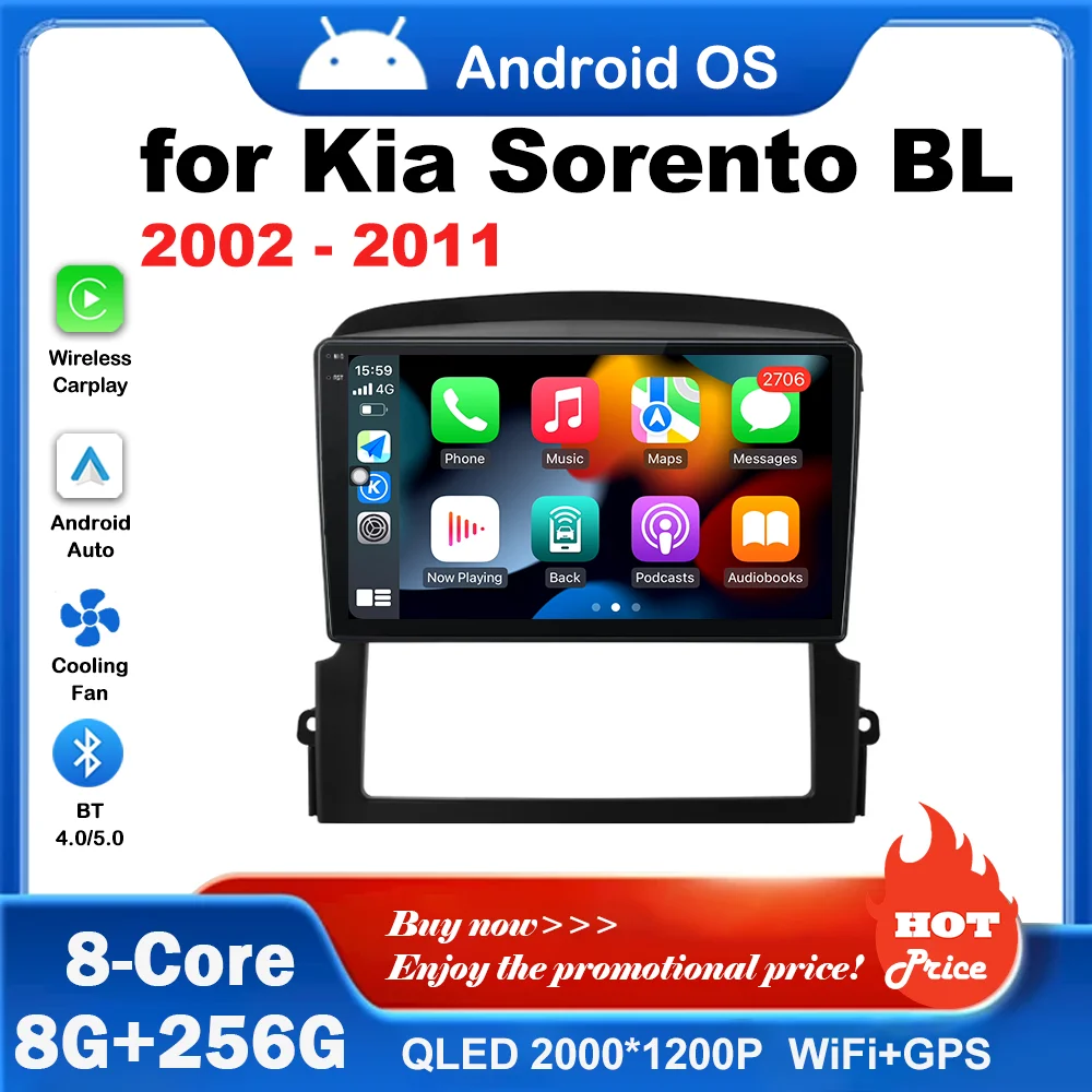 

Carplay DSP Stereo BT WiFi Touch Screen for Kia Sorento BL 2002 - 2011 Car Audio Multimedia Player GPS Android OS 4G Auto Tools