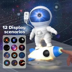 Rocket Astronaut Galaxy Planetarium proiettore luce notturna proiettore cielo stellato con 4K sostituibile 13 dischi Galaxy regalo per bambini