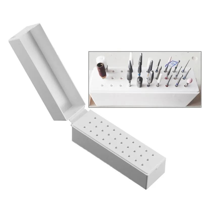 1PC 30 Holes Nail Art Drill Grinding Head Bit Holder Display Storage Box Nail Drill Bits Container Stand Rack view 3