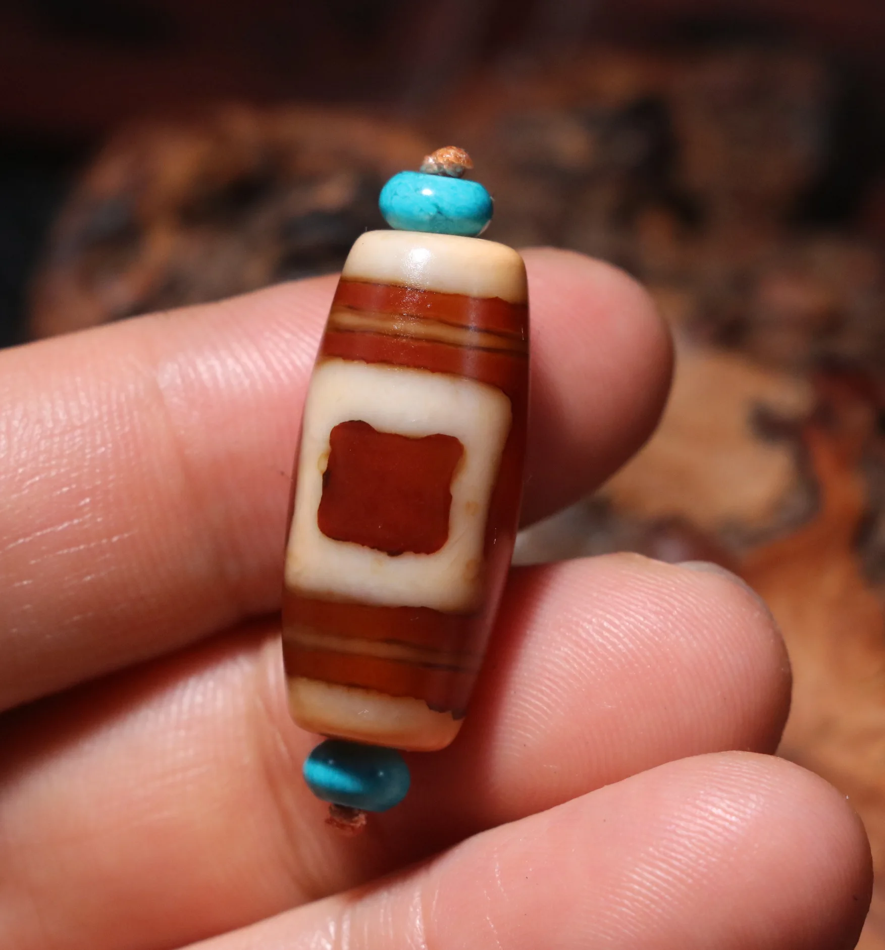 Magic Energy Tibetan Old Agate Red Color Harmonious Heaven&Earth dZi Bead Totem 5A Amulet Fit For Making Bracelet TIMESTOWN