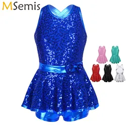 Girl Jazz Dance Unitard Dress Sequins Dancewear Gymnastics Leotard Ballet Figure Skating Dress Modern Jazz Dance Costume