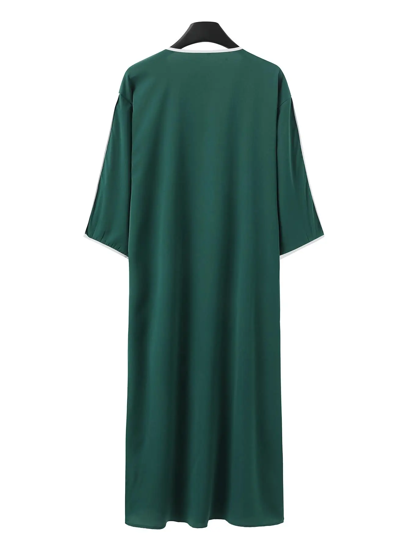 Green Embroidered African Middle Eastern Muslim Men's Overhead Long Robe Traditional Worship Clothing Ethnic Style