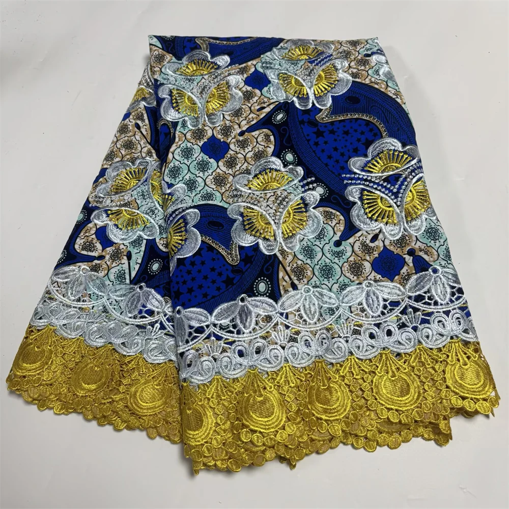 

Восковой шнур с вышивкой, хлопковая африканская восковая ткань, восковая вышивка, гипюровое кружево для женщин, платье 6 ярдов