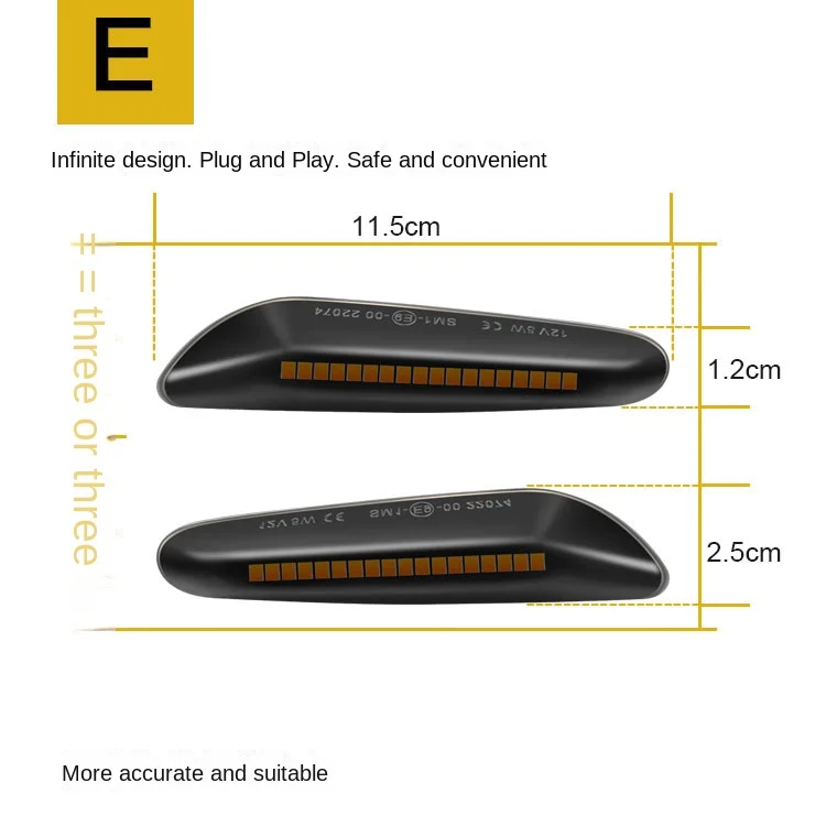 Suitable for BMW E46 E90 E60 E88 X1 X3, Flowing LED Turn Signal Side Light Vane Light