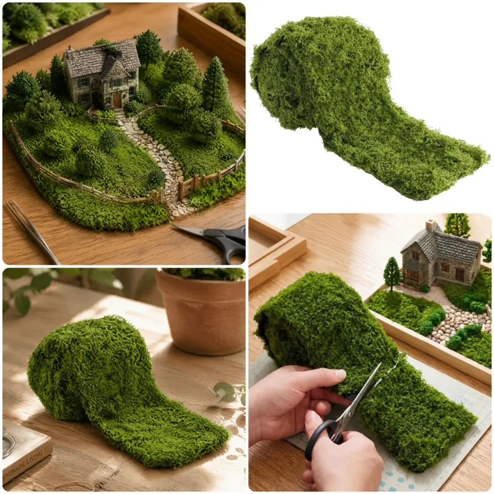 Green Micro-landscape Model Lawn 10*120cm 20*120cm Free Cutting Scenery Making Model Moss Photo Props DIY Making Material