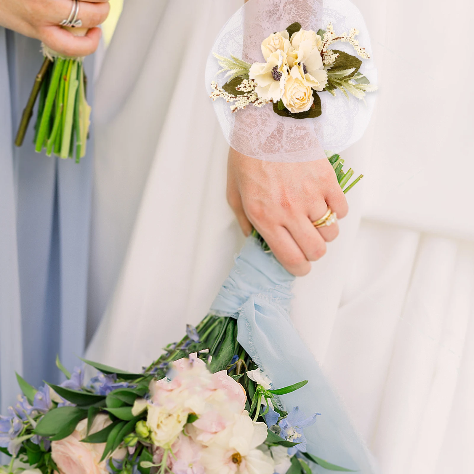 

10pcs Bead Wrist Corsage Wristlet Base Wedding Diy Wristband Materials Elastic Bridesmaid Bridal Bracelet Supplies