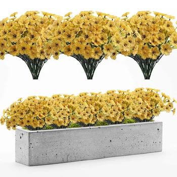 인공 꽃 플라스틱 식물 자외선 방지 홈 가든 장식, 실내/야외 DIY 부케 배열 웨딩 홈 